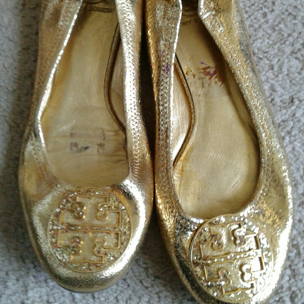 Gold Tory Burch Flats
